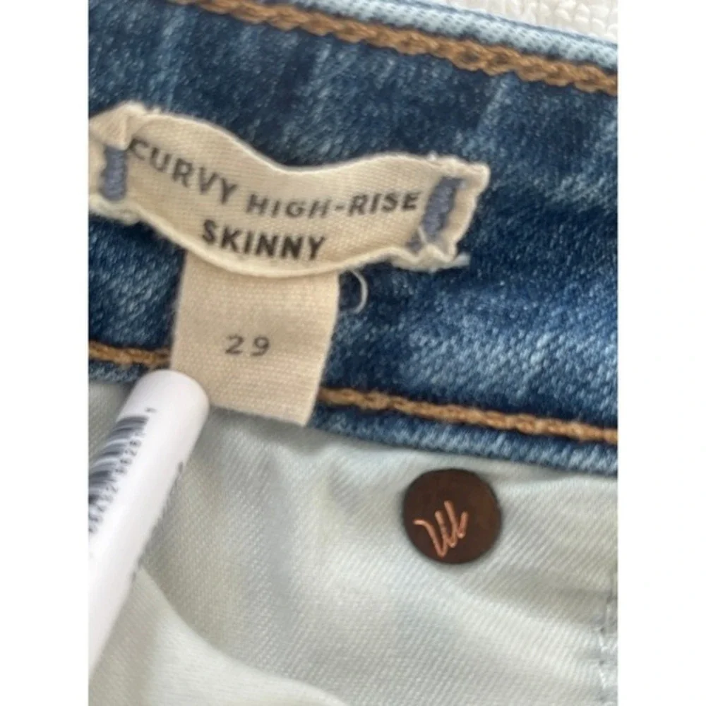 Madewell Curvy High Rise Skinny Jeans Medium‎ Wash Distressed Size 29